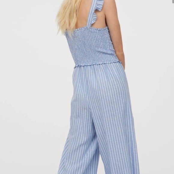 NWT H&M Conscious Linen Smocked Jumpsuit Size S - Picture 2 of 5
